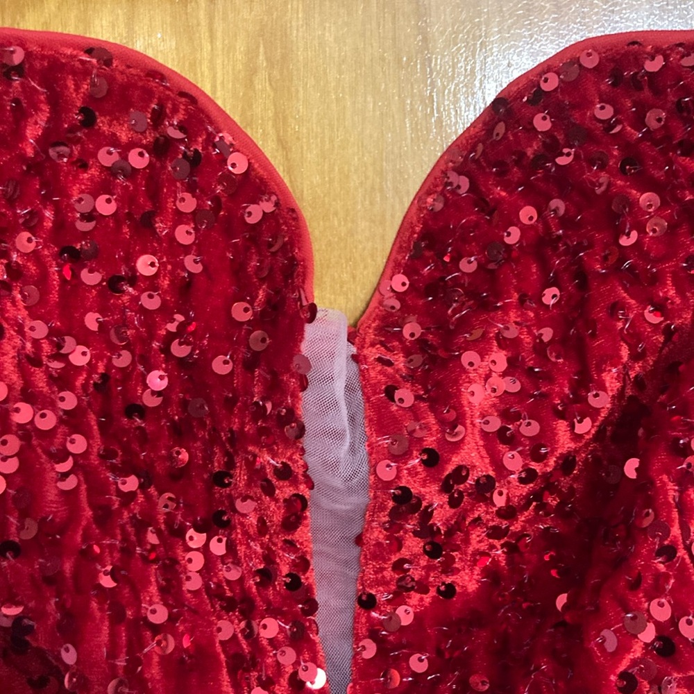 SHEIN Red Sequin Off-Shoulder Dress